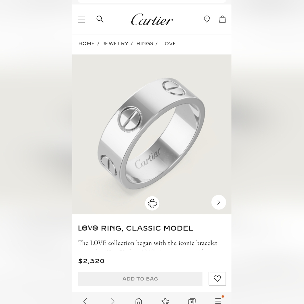 HOSTPICK!!! CARTIER WHITE GOLD LOVE RING - Picture 6 of 12